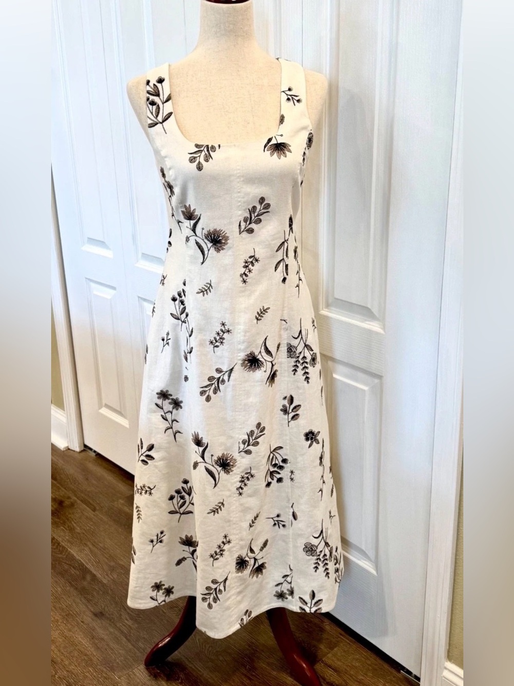 Joie Cream Linen Blend Midi Dress